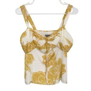 Ann Taylor Silk Yellow Floral lined Cami Sz 6 P